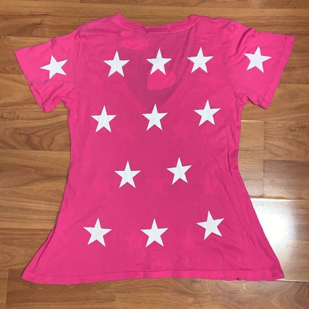 NWT Wildfox Star Print Pink V-Neck Shirt - Picture 6 of 6